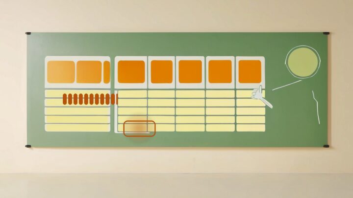 Flat illustration of a salon scheduling board with kennel booking bars, a dashed daycare bar and one glowing open slot